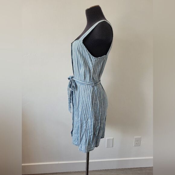 Urban Bliss 100% Cotton Striped Pinafore Dress Seersucker Retro Festival Size 6 - Picture 3 of 9